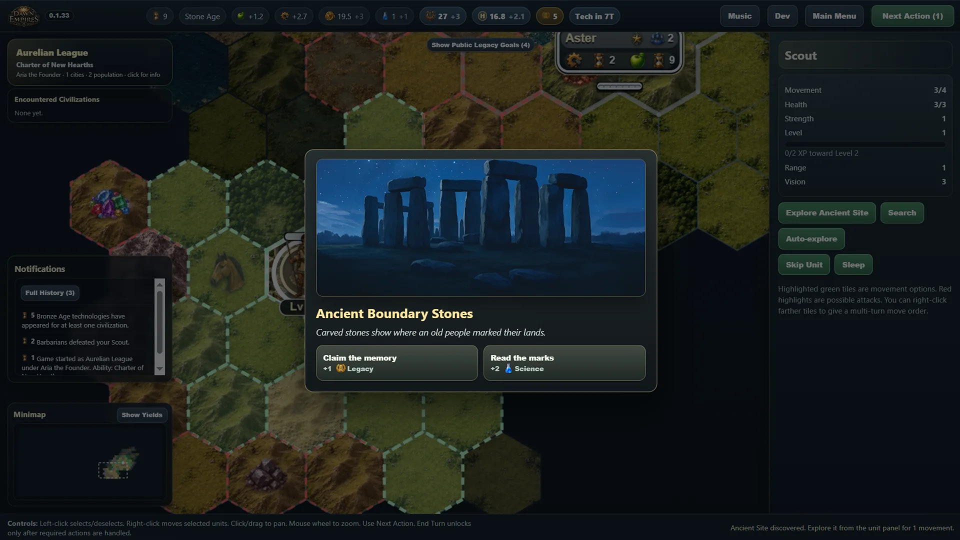 Dawn of Empires ancient site discovery gameplay